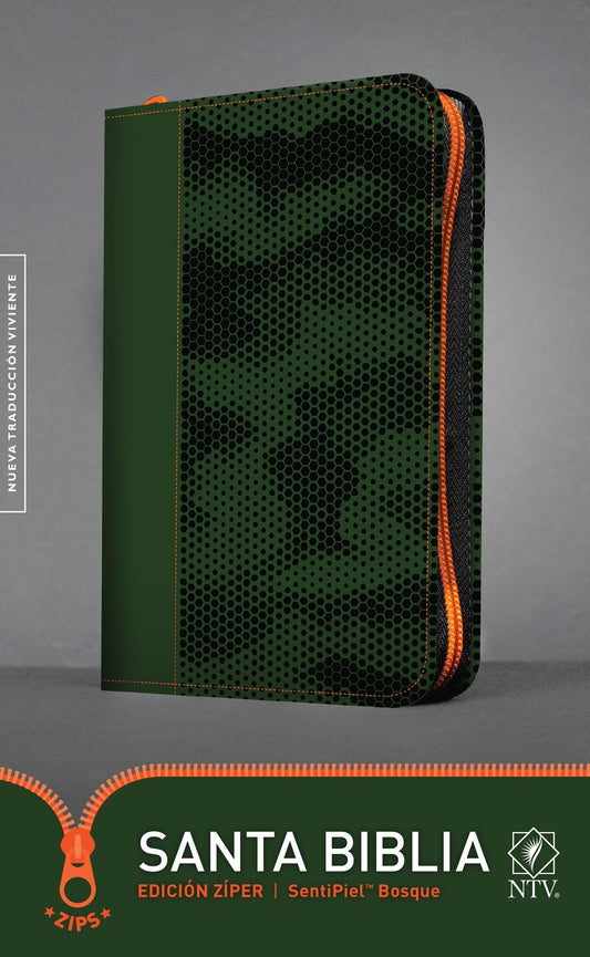 NTV Holy Bible  Zipper Edition (Santa Biblia  Edicion Ziper)-Forest Green LeatherLike