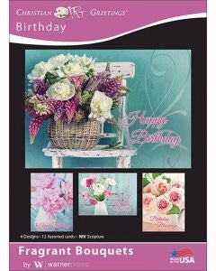 Card-Boxed-Fragrant Bouquets Assorted Birthday (NIV) (Box Of 12)