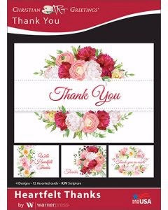Card-Boxed-Heartfelt Thanks Assorted (KJV) (Box Of 12)