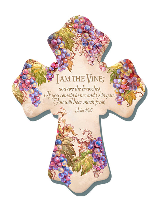 Wall Cross-I Am The Vine/You Are The Branches... (6" x 8")