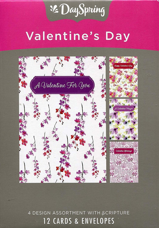 Card-Boxed-Valentine-Flowers For Valentine Assortment (Adult) (Box Of 12)