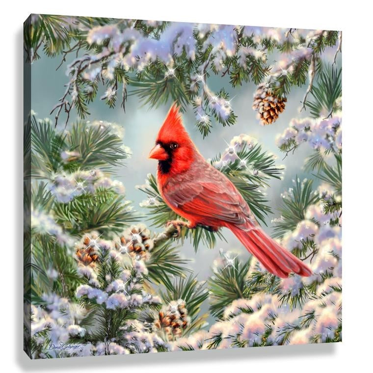 Pizazz Print-Snowy Pine Cardinal w/Swarovski Crystals (10" x 10")