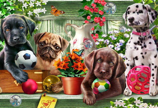 Jigsaw Puzzle-Garden Puppies (100 Pieces)