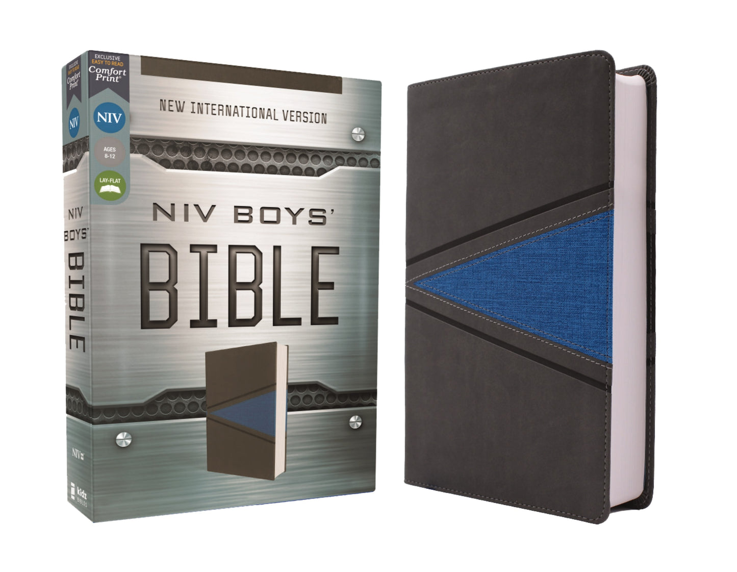 NIV Boys Bible-Gray/Blue Leathersoft