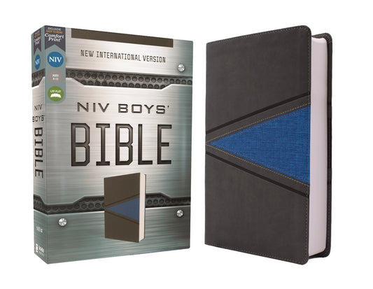 NIV Boys Bible-Gray/Blue Leathersoft