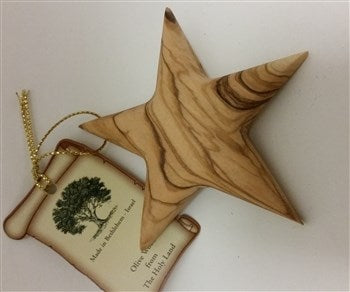 Ornament-Olive Wood-Thick Star (3.25")