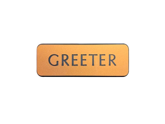 Badge-Contemporary-Greeter-Gold/Black-Pin Back