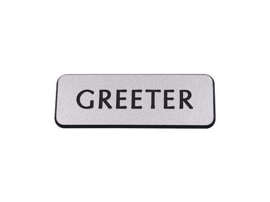 Badge-Contemporary-Greeter-Silver/Black-Pin Back