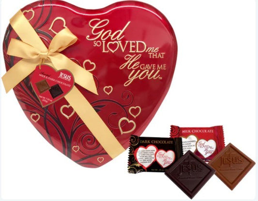 Candy-God So Loved Me Heart Red Tin w/Milk Chocolate (7.06 Oz)