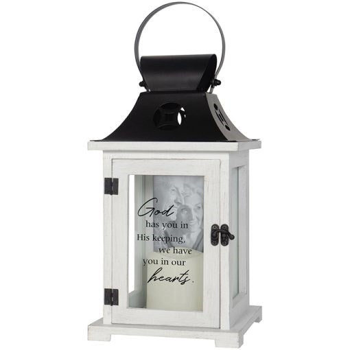 Lantern w/Flameless LED Candle & Timer-God has You In His Keeping (6.25" x13.5" x 6.25")