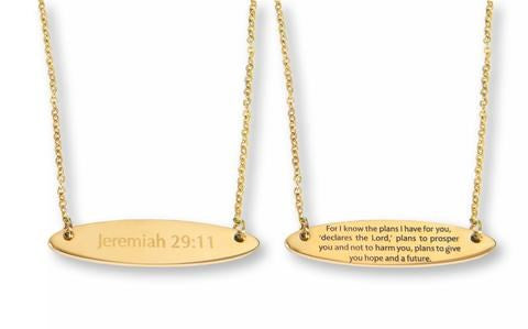 Necklace-Jeremiah 29:11 Bar Style-Gold (#9607)