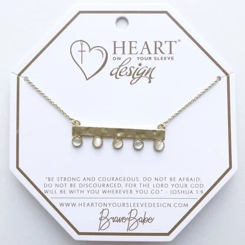 Necklace-Brave Babe Brulee-14K Gold Bar w/White Stone Accents (Adj 16"-24")