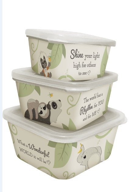 Snack Containers-Precious Earth (8 Oz-12 Oz-20 Oz) (Set Of 3)