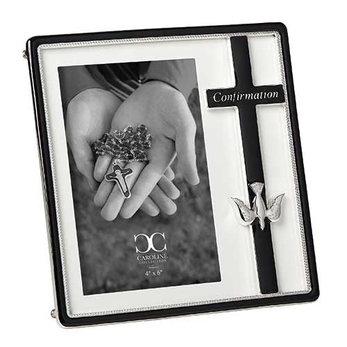 Frame-Confirmation-Black w/Cross And Dove (7.25")