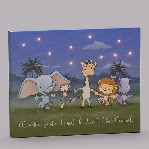 LED Plaque-All Creatures Great And Small (8")