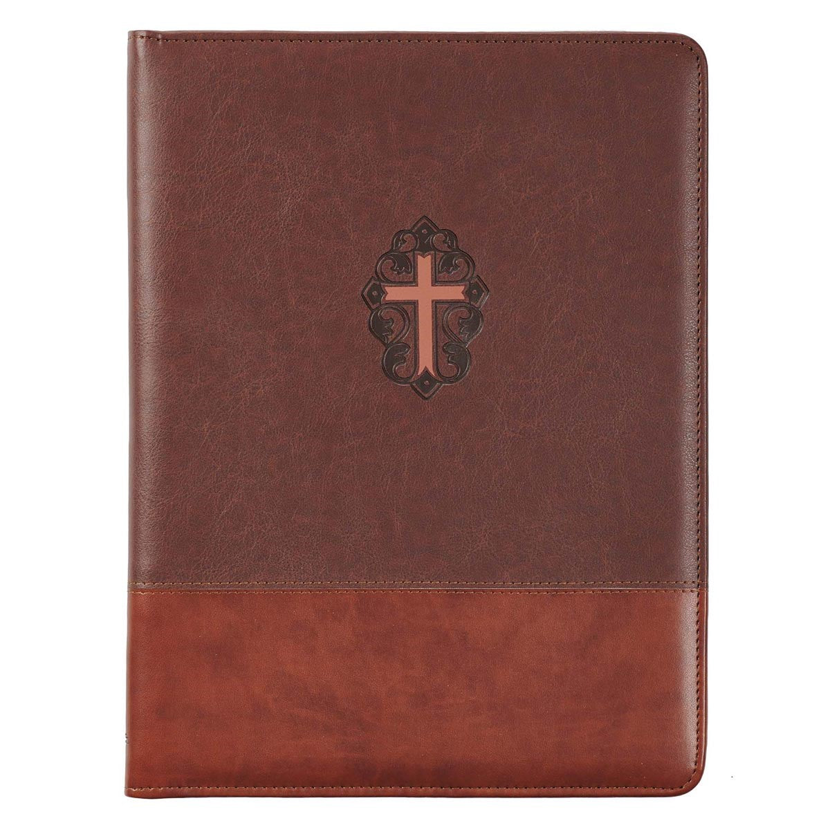 Folder-John 3:16-LuxLeather w/Pen & Pad-Brown