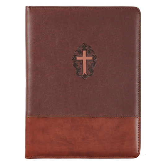 Folder-John 3:16-LuxLeather w/Pen & Pad-Brown