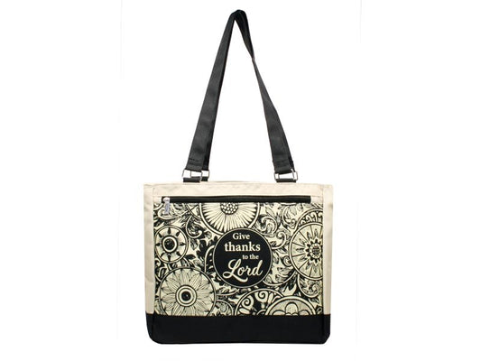 Tote-Give Thanks-Black/Ivory