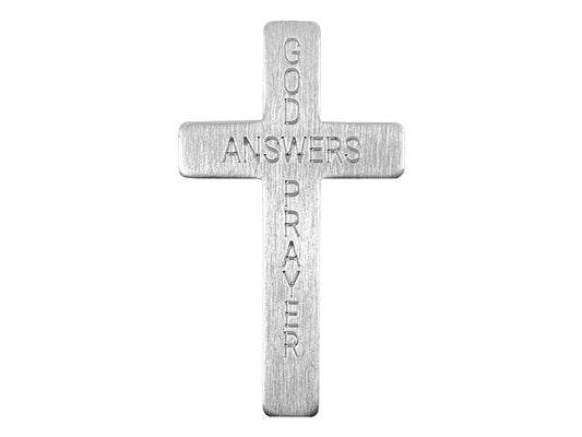Pocket Cross-God Answers Prayer-Silver (Pack Of 50)