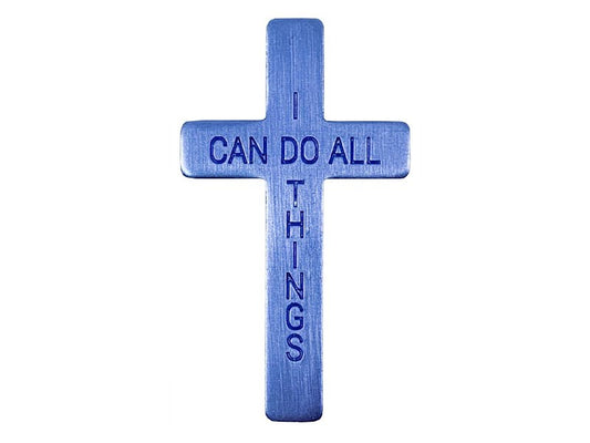 Pocket Cross-I Can Do All Things-Blue (Pack Of 50)