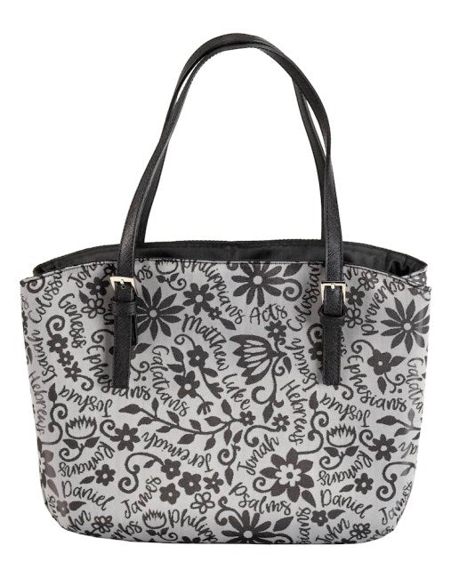 Bible Cover-Wedge Shape-Books Of The Bible-Jacquard-XLG-Grey Floral
