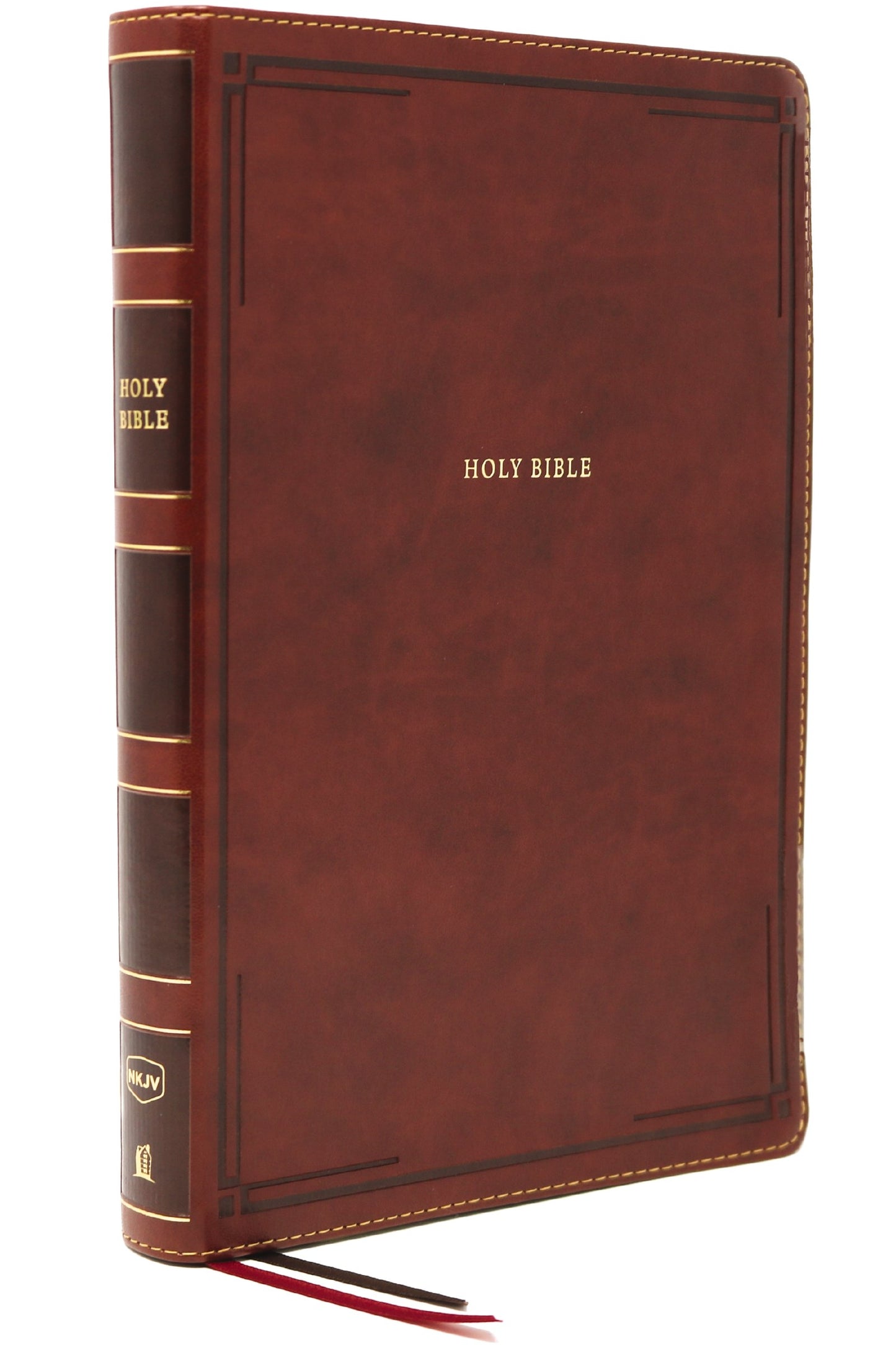 NKJV Thinline Bible/Giant Print (Comfort Print)-Brown Leathersoft Indexed
