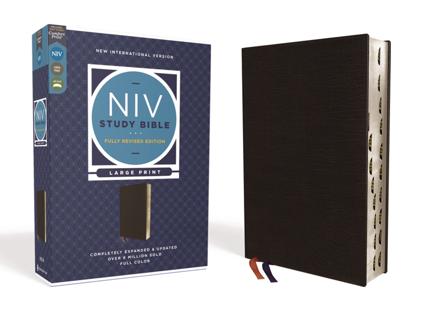 NIV Study Bible/Large Print (Fully Revised Edition) (Comfort Print)-Black Bonded Leather Indexed