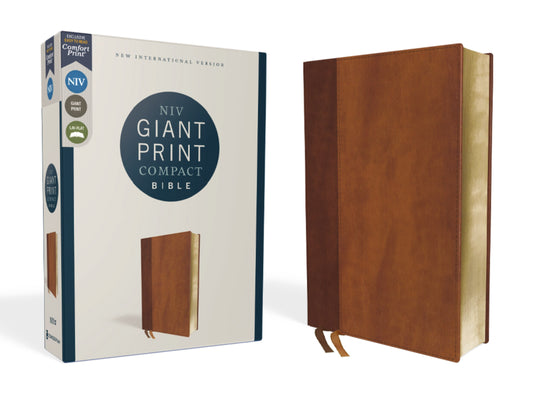 NIV Giant Print Compact Bible (Comfort Print)-Brown Leathersoft