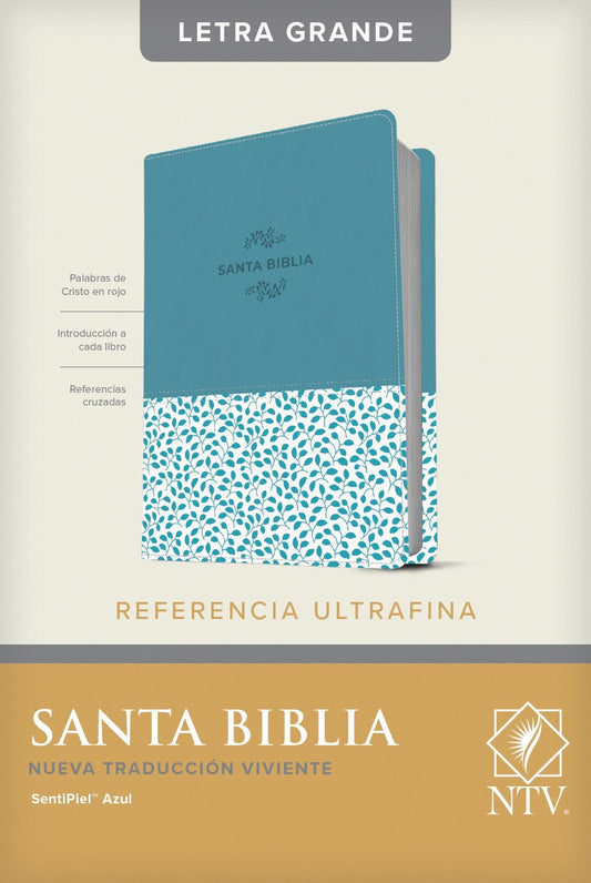 NTV Slimline Reference/Large Print Bible (Referencia Ultrafina Letra Grande)-Blue LeatherLike