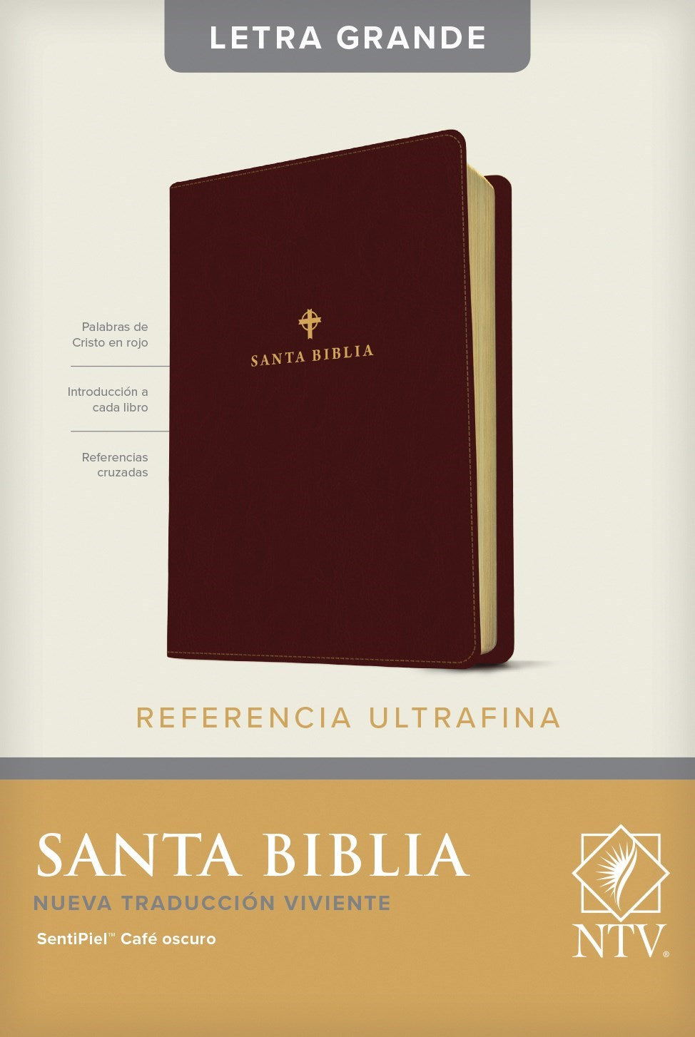 NTV Slimline Reference/Large Print Bible (Referencia Ultrafina Letra Grande)-Dark Brown LeatherLike