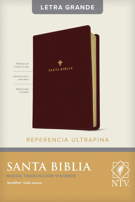 NTV Slimline Reference/Large Print Bible (Referencia Ultrafina Letra Grande)-Dark Brown LeatherLike