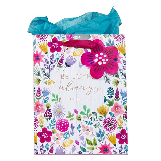 Gift Bag-Be Joyful Always w/Tag & Tissue-Medium