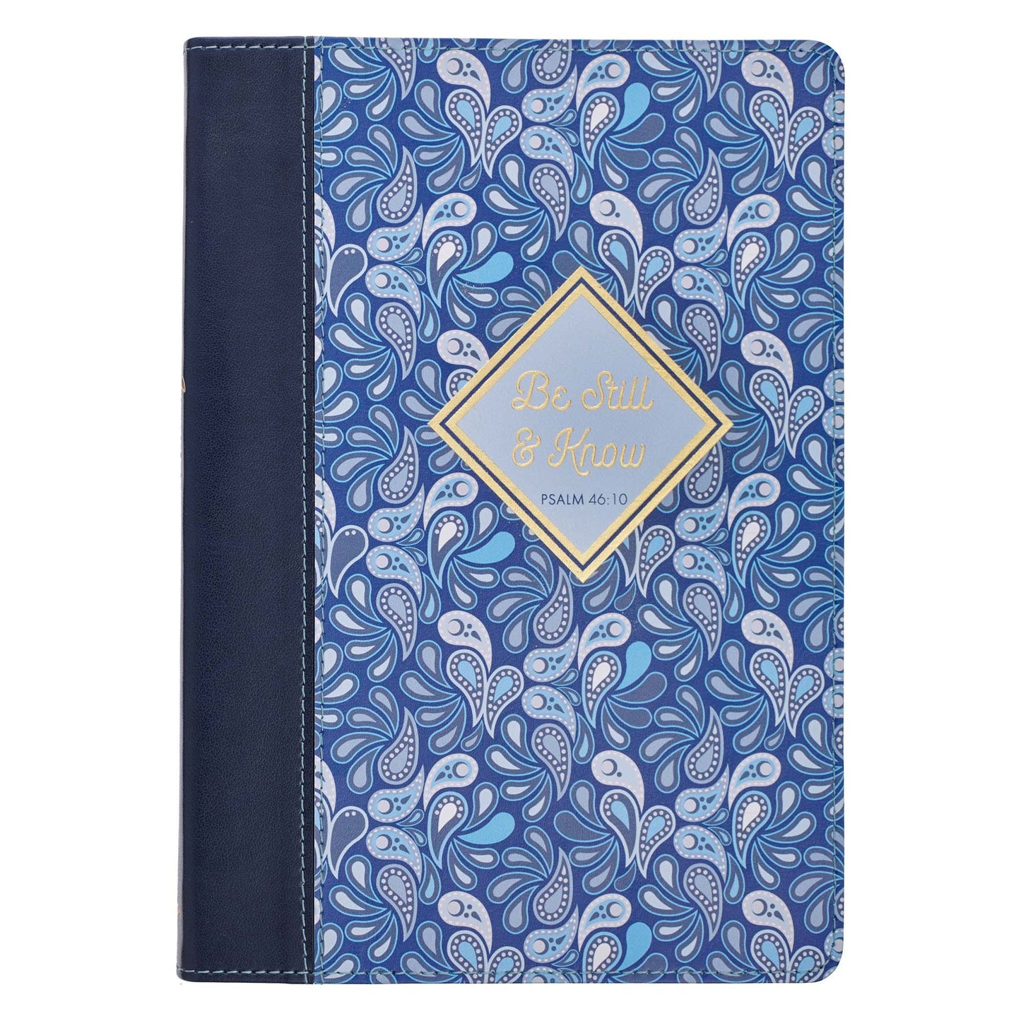 Journal-Classic LuxLeather-Be Still & Know-Blue Paisley