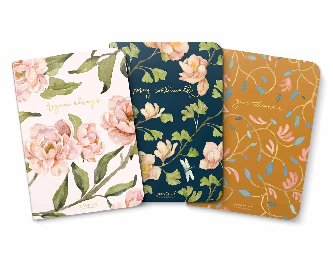 Notebook-Gracelaced Lined: Rejoice  Pray  Give (Set Of 3)