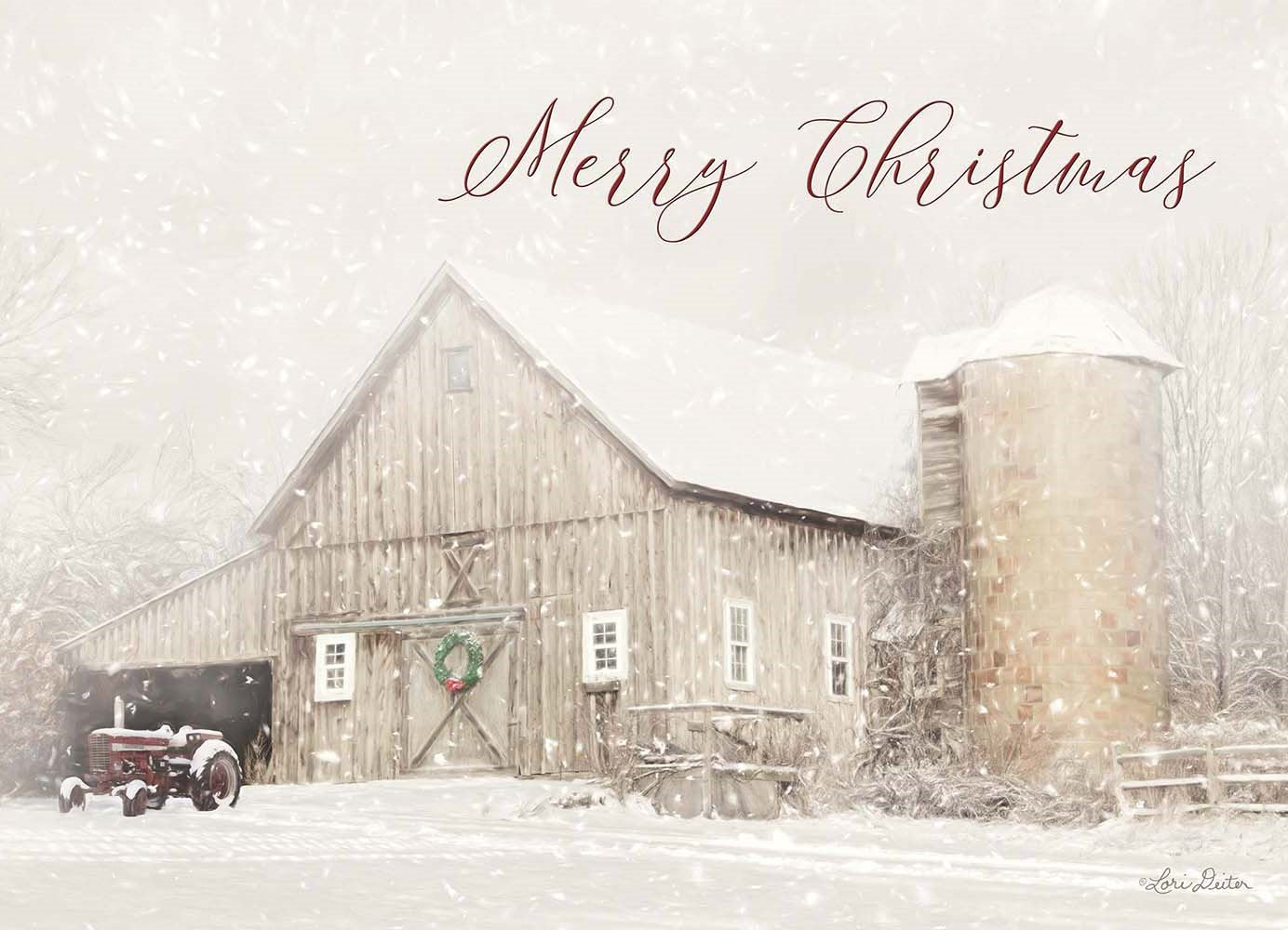 Card-Boxed-Christmas-Snowy Barn (Psalm 129:8 NIV) (Box Of 20)