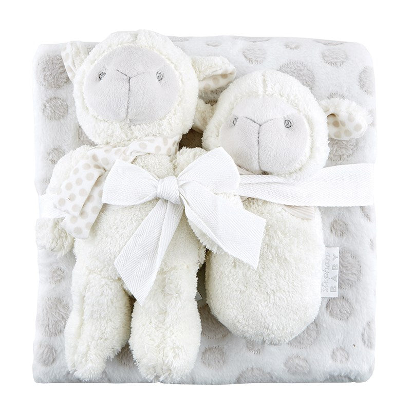 Lamb Blanket & Toy Boxed Gift Set (3 Pieces)