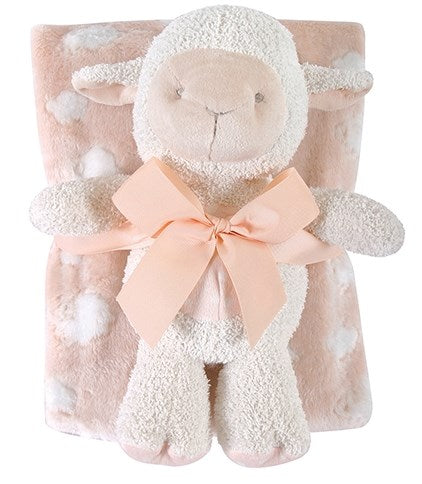 Lamb Blanket & Toy Set-Pink (2 Pieces)