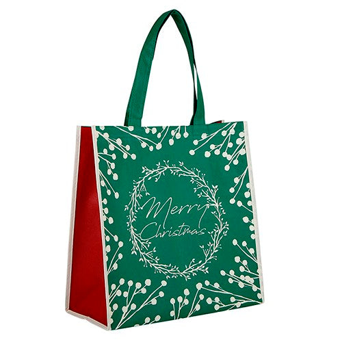 Tote Bag-Merry Christmas (13"" Square/6"" Gusset)-Nylon