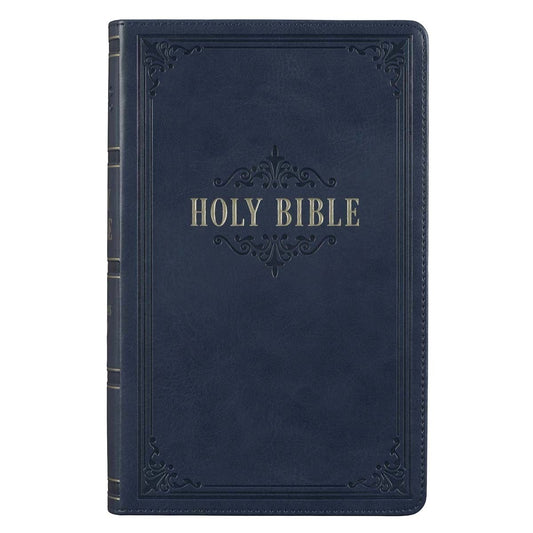 KJV Giant Print Bible-Dark Blue Faux Leather Indexed