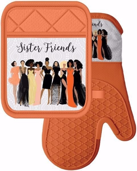 Oven Mitt & Pot Holder Set-Sister Friends (Set Of 2)