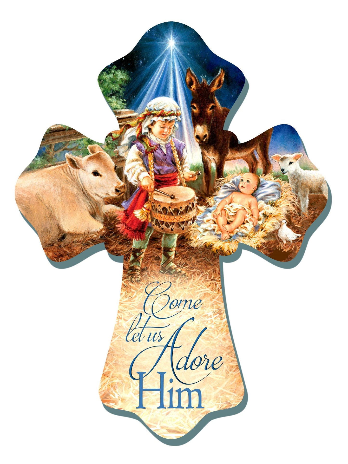 Wall Cross-Little Drummer Boy/Come Let Us Adore Him (6" x 8")