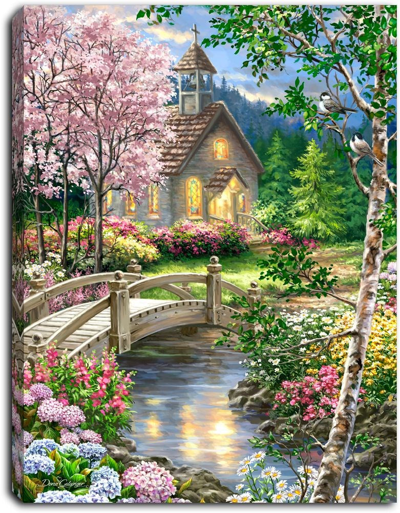 Mini Canvas-Spring Chapel-LED Tabletop w/Timer (8" x 6")