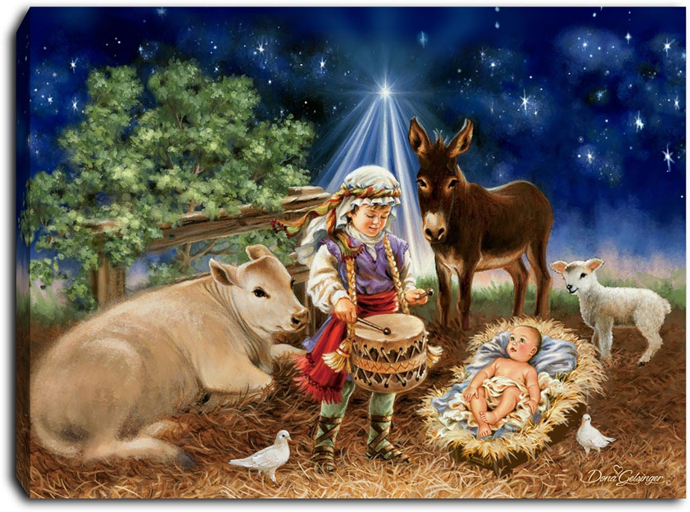 Mini Canvas-Little Drummer Boy-LED Tabletop w/Timer (8" x 6")