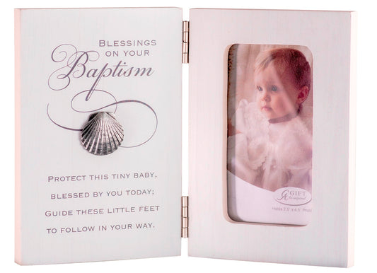 Frame-Blessings On Your Baptism-Hinged (Holds 2.5 x 4.5 Photo)