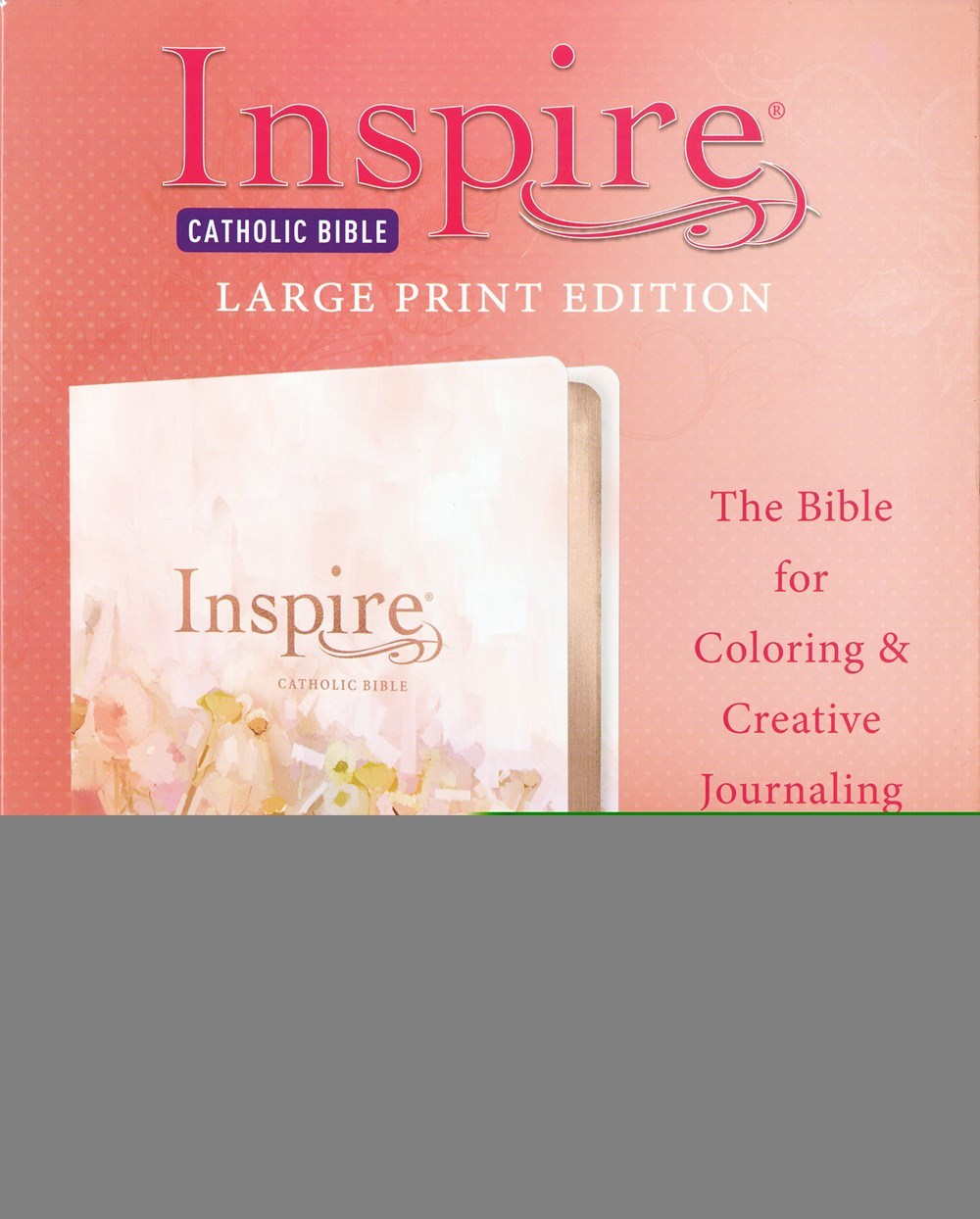 NLT Inspire Catholic Bible/Large Print-Pink Fields w/Rose Gold LeatherLike