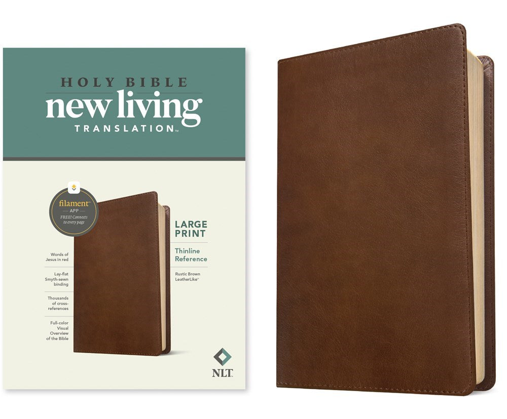 NLT Large Print Thinline Reference Bible/Filament Enabled Edition-Rustic Brown LeatherLike