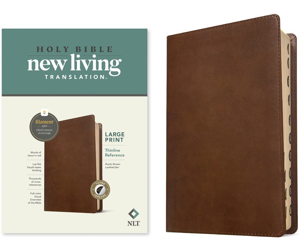 NLT Large Print Thinline Reference Bible/Filament Enabled Edition-Rustic Brown LeatherLike Indexed