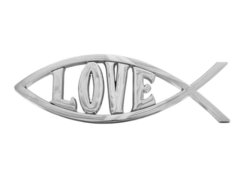 Auto Decal-Love/Fish-Silver (5.5" x 2") (Pack Of 6)