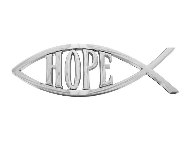 Auto Decal-Hope/Fish-Silver (5.5" x 2") (Pack Of 6)