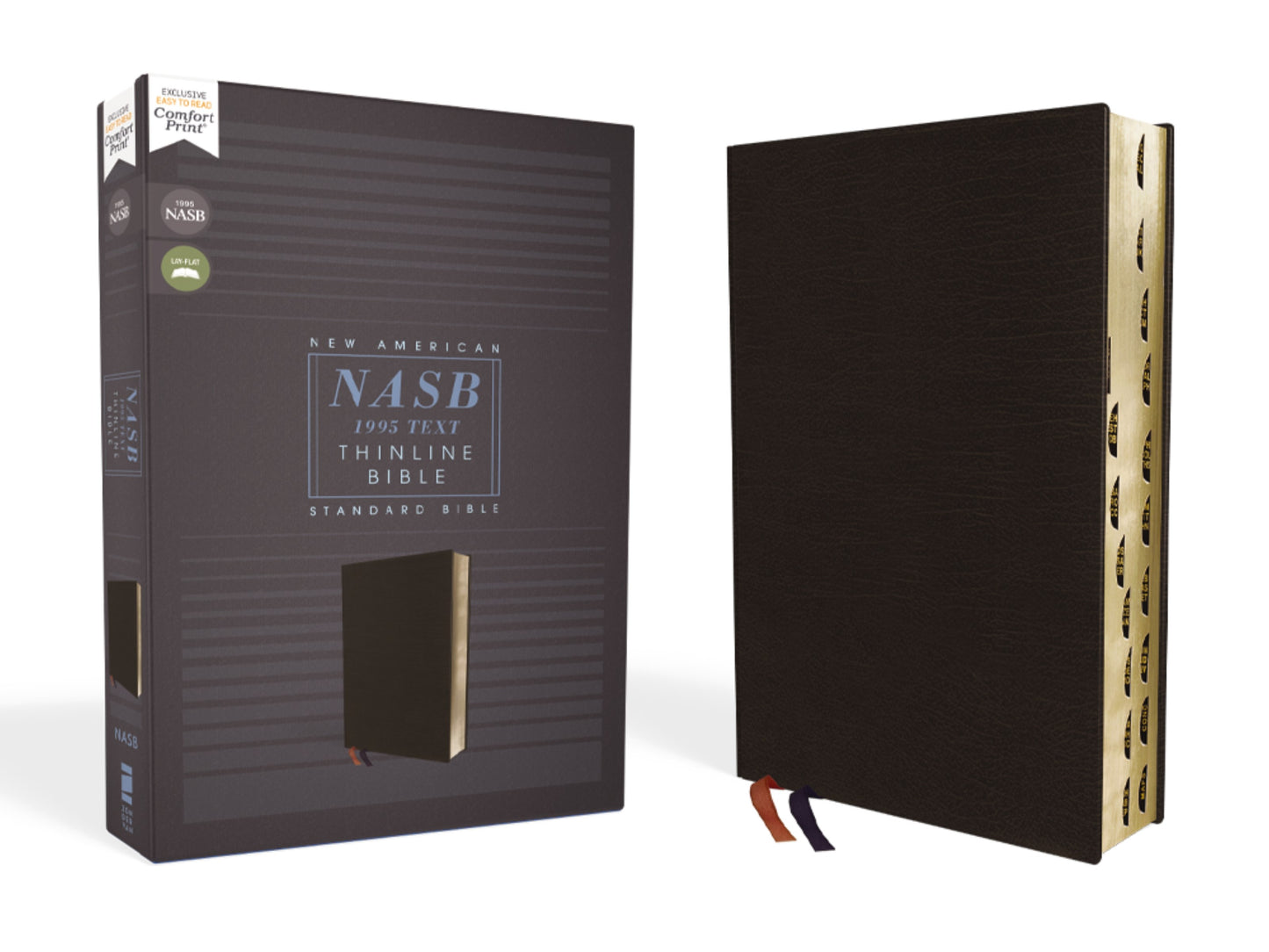 NASB Thinline Bible (Comfort Print)-Black Bonded Leather Indexed